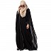 Double layered kaftan abaya with piping at border- Black Double layered kaftan abaya with piping at border- Black